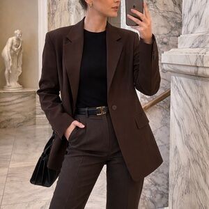 Telepathy by Aritzia Dark Brown Suit Set (Blazer + Pants)